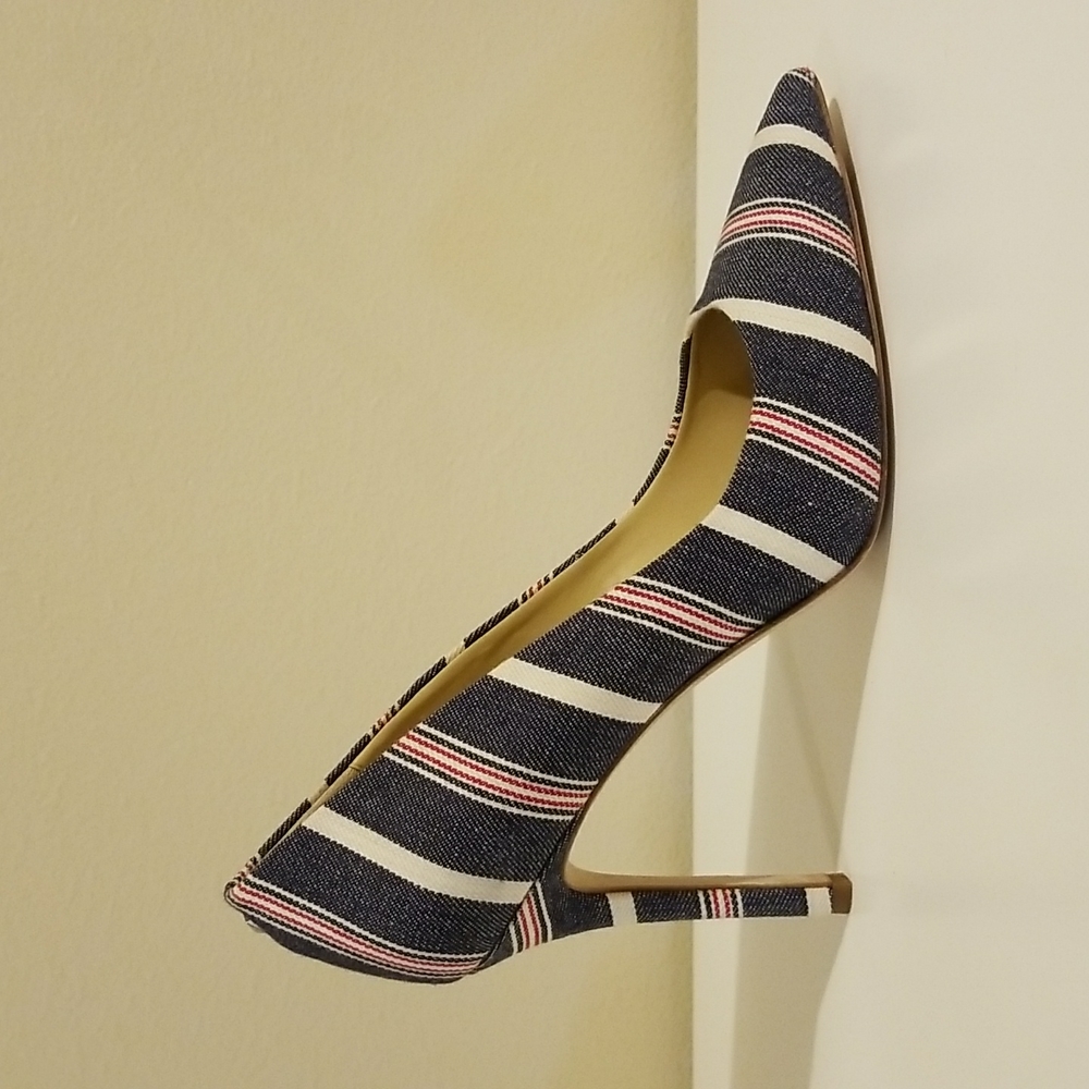 Sam Edelman Striped Red White Blue High Heel Shoes